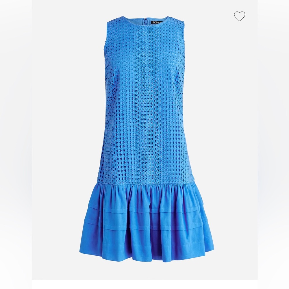 J. Crew Dress Bright Blue Eyelet Drop-Waist